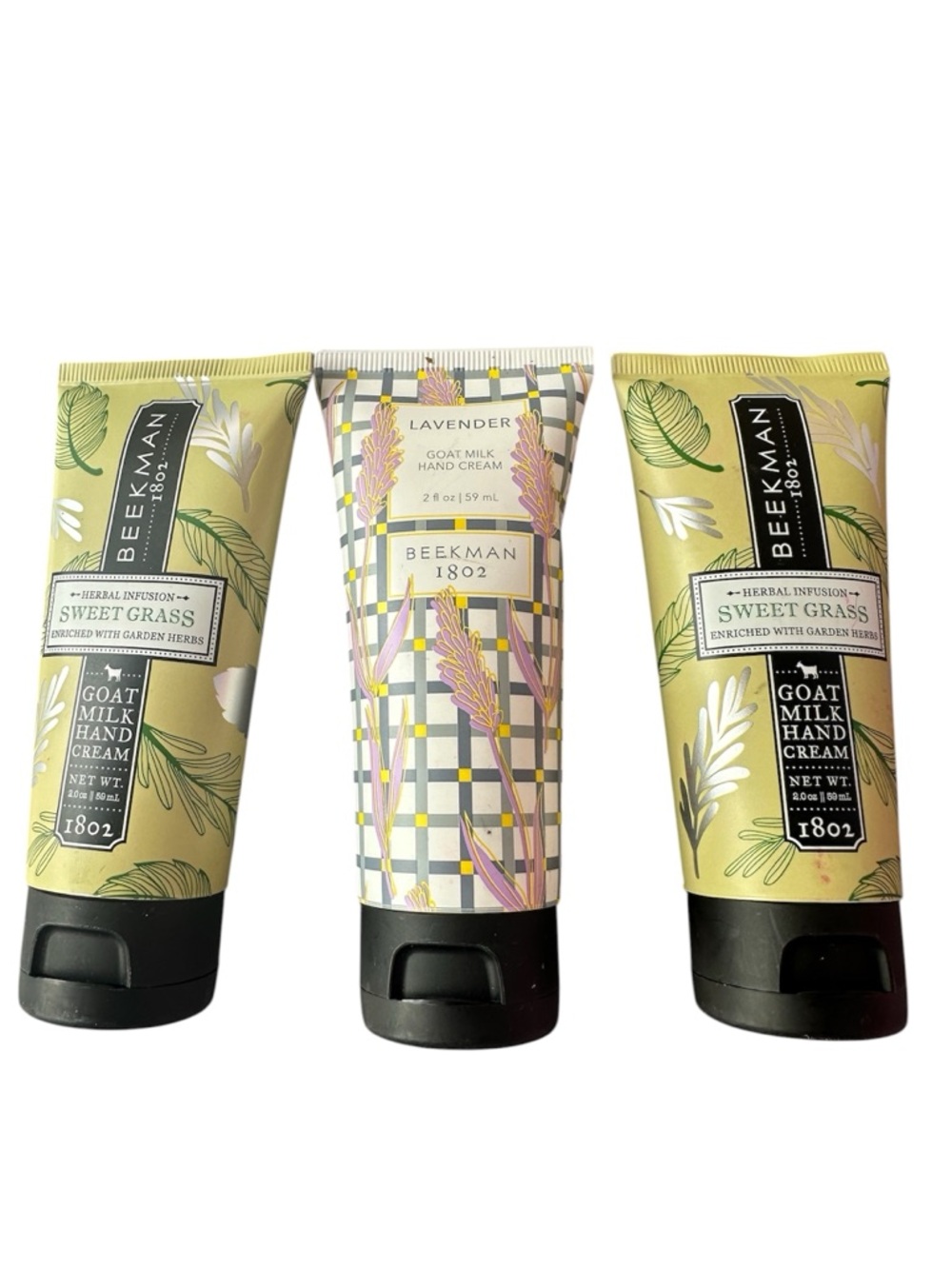 3X Beekman 1802  Hand Cream 2 oz Sweet Grass & Lavender NEW